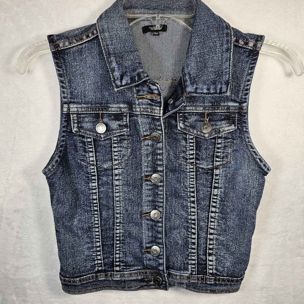 Chiqle Denim Architect Blue Denim Vest Size Small